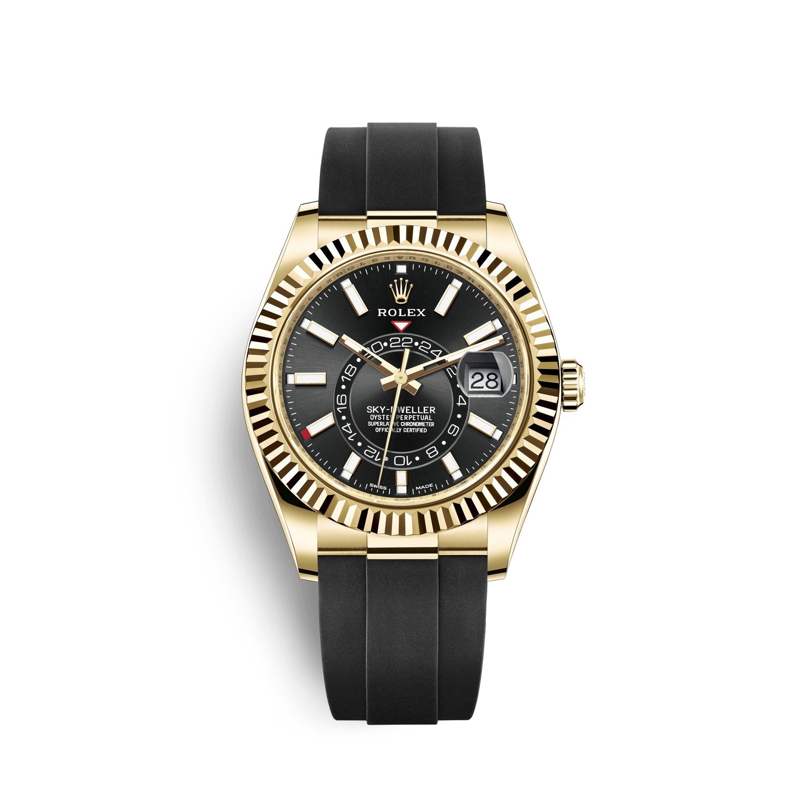 rolex sky dweller 42mm, 18k yellow gold, oysterflex, ref# 326238 0009