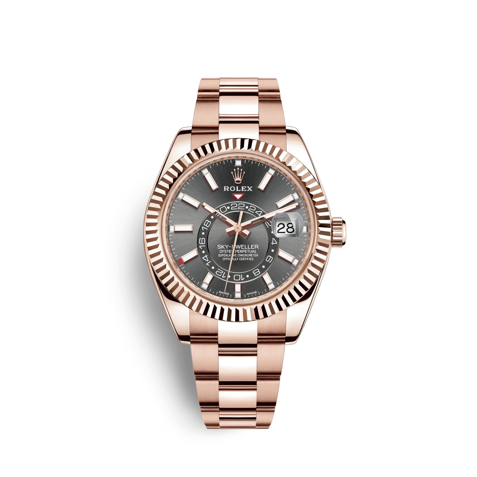 rolex sky dweller 42mm, 18k everose gold, ref# 326935 0007