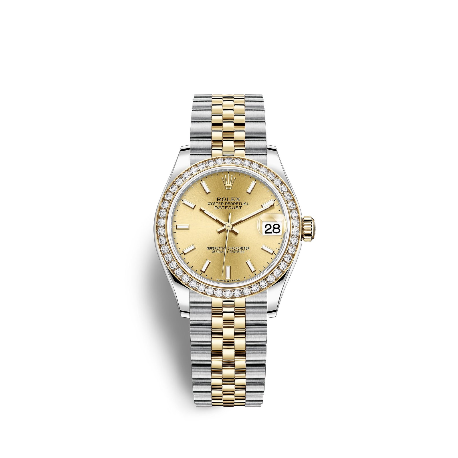 rolex datejust 31, oystersteel, 18kt yellow gold and diamonds, ref# 278383rbr 0014 rolex datejust 31, oystersteel, 18kt yellow gold and diamonds, ref# 278383rbr 0014
